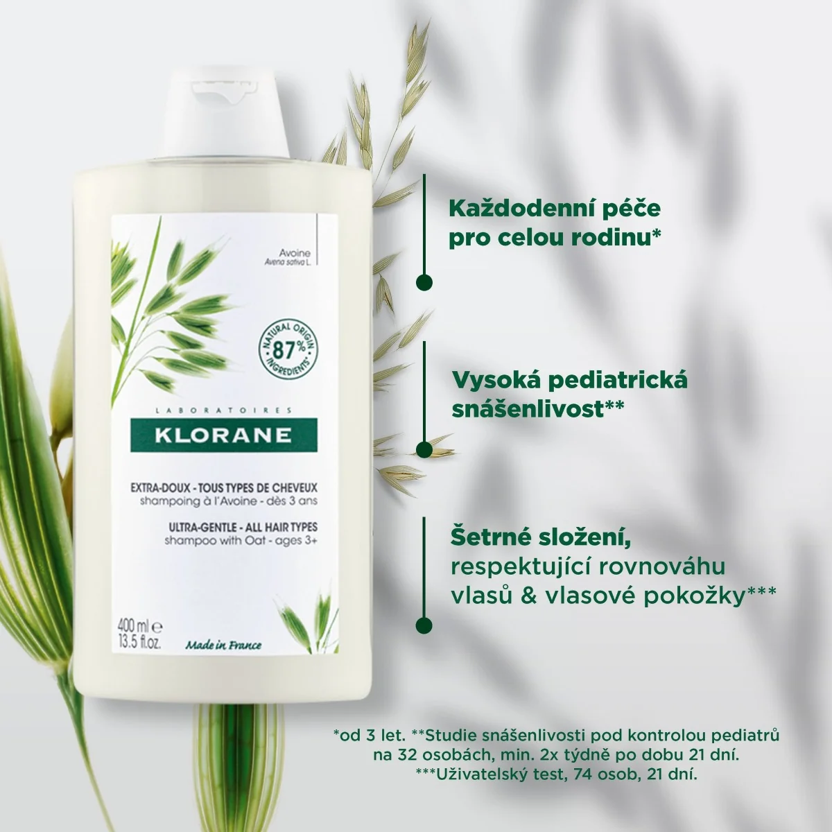 KLORANE Šampon s ovesným mlékem 400 ml