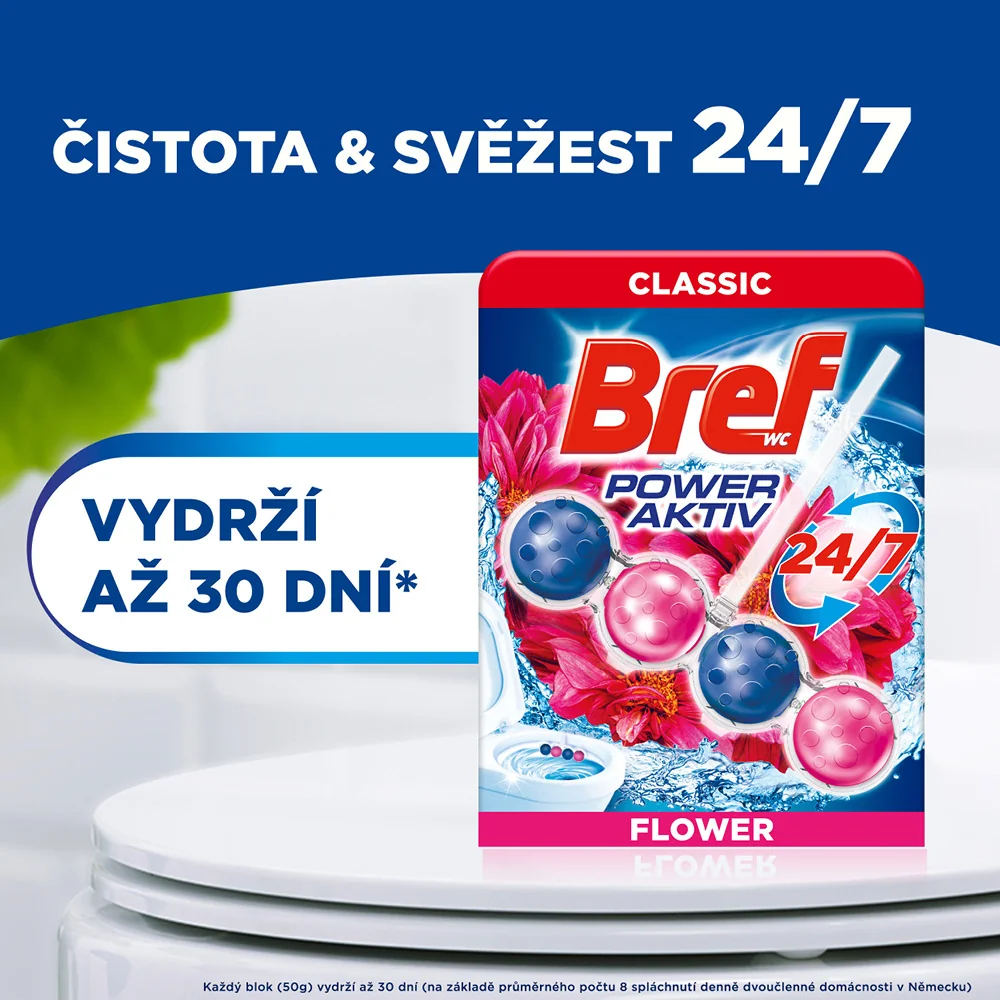 Bref WC blok Power Aktiv Flower 4x50 g