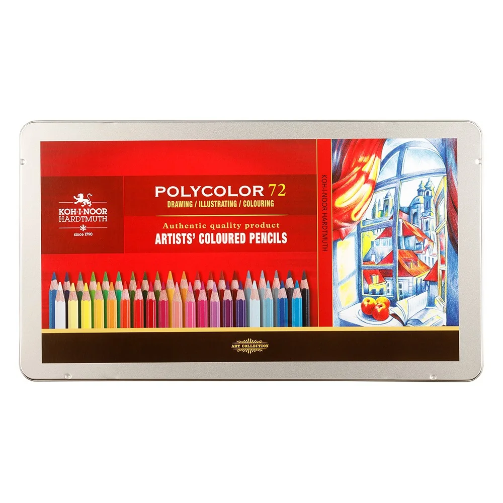 KOH-I-NOOR POLYCOLOR 3827/72 - umělecké pastelky v plechovém pouzdře - 72 ks