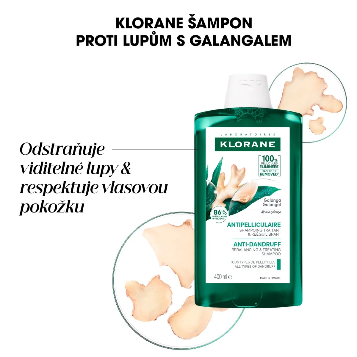 KLORANE Šampon proti lupům s galangalem 400 ml