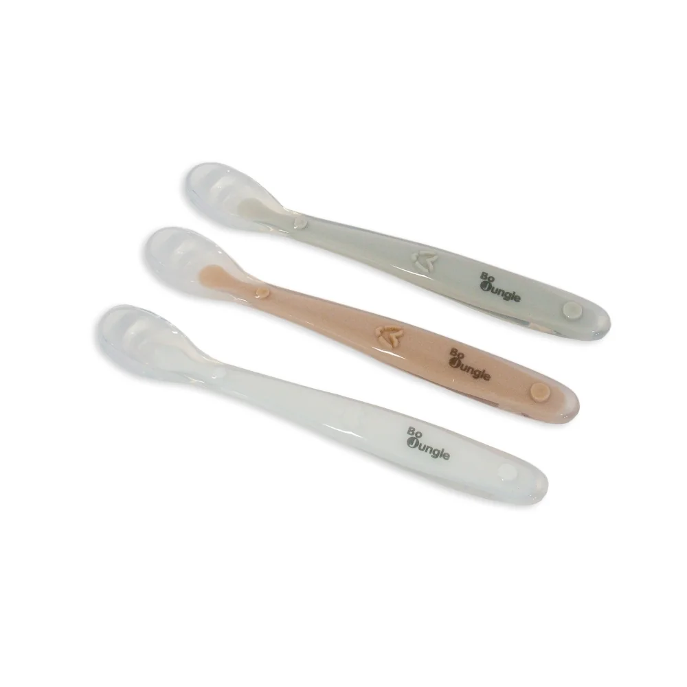 Bo Jungle měkké jídelní lžičky Soft 3 ks White/Grey/Terracotta