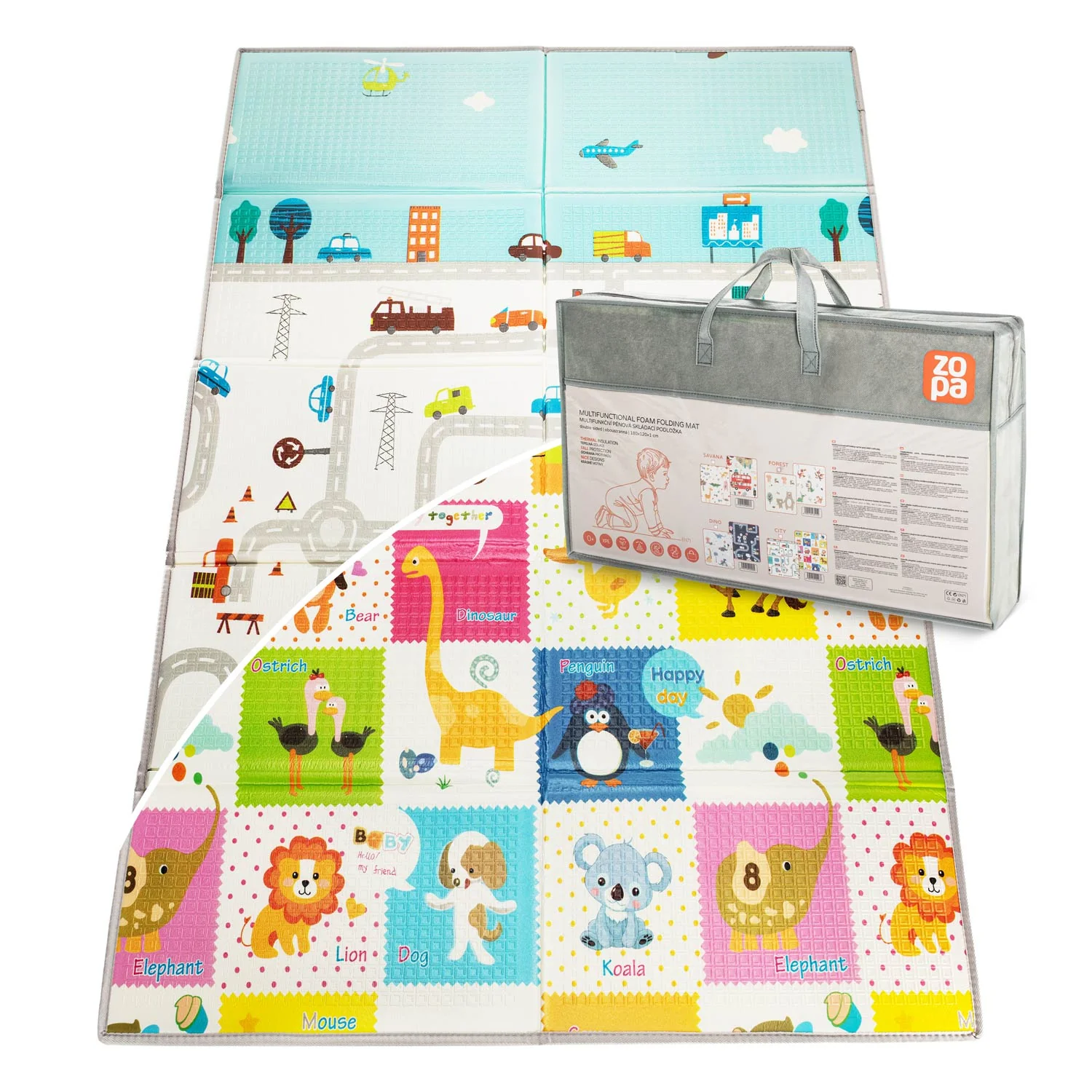 Zopa Multifunkční pěnová skládací podložka oboustranná 180x120, City 4
