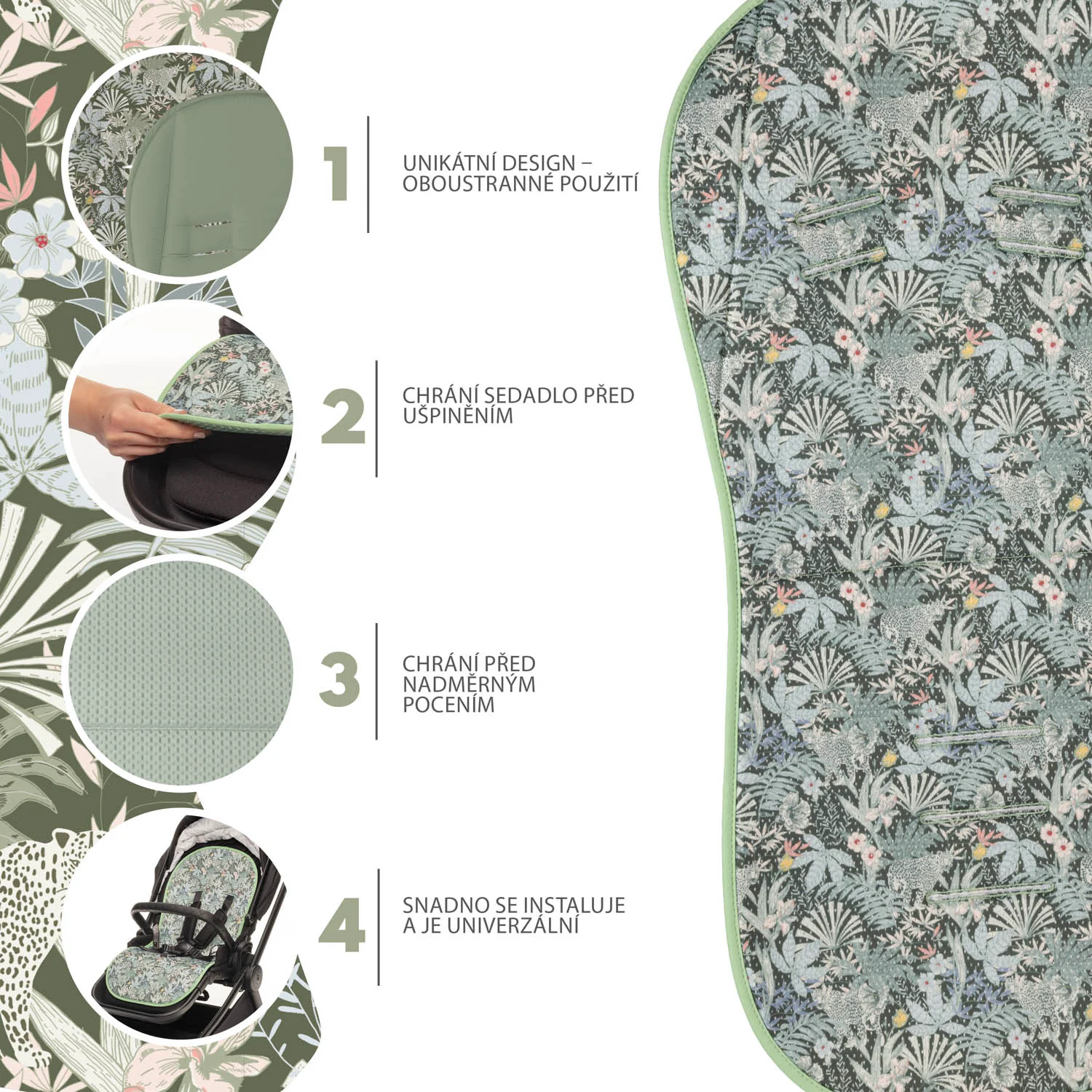 Zopa Podložka do kočárku prodyšná Breeze, Madagaskar Green 4