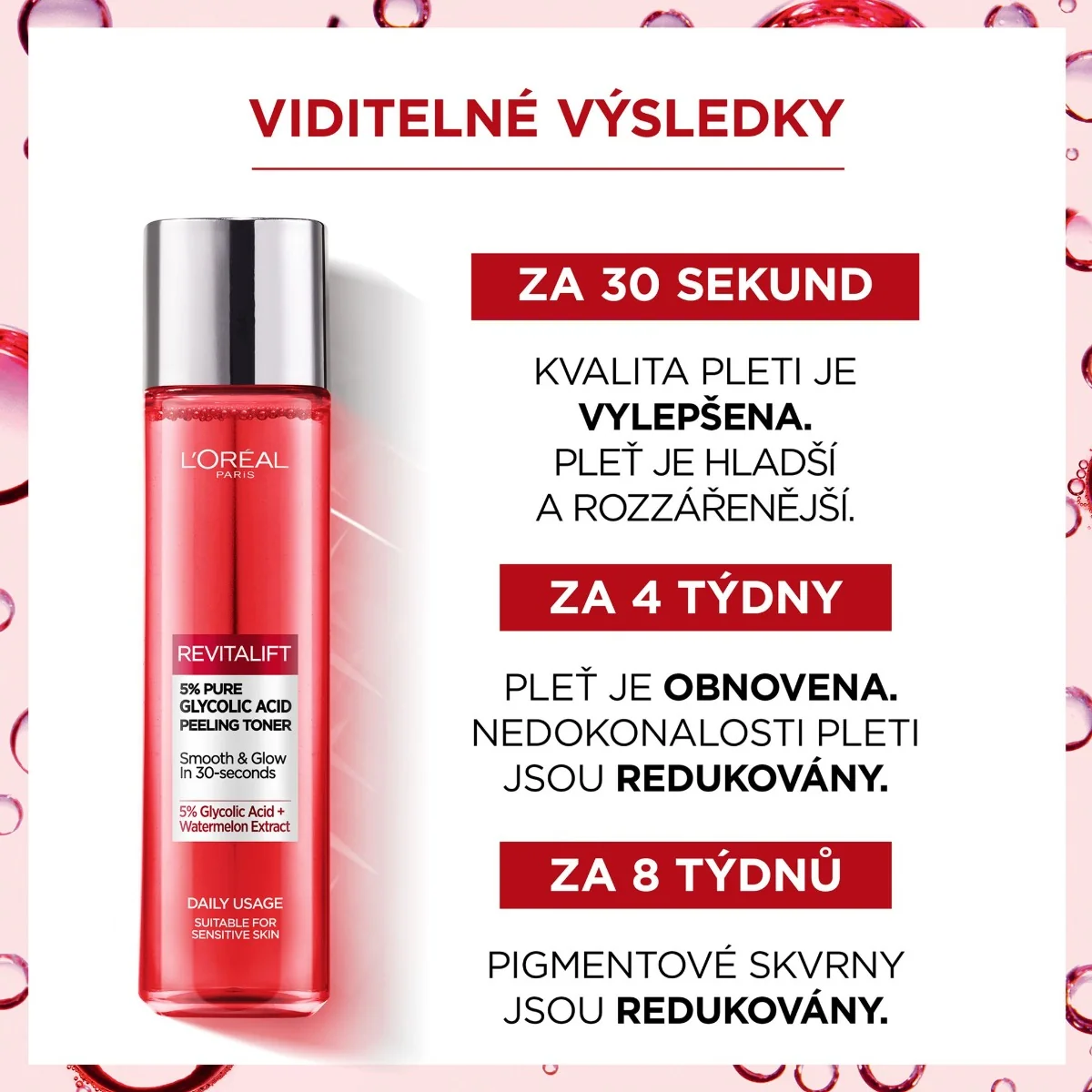Loréal Paris Revitalift Glycolic exfoliační pleťové tonikum 180 ml