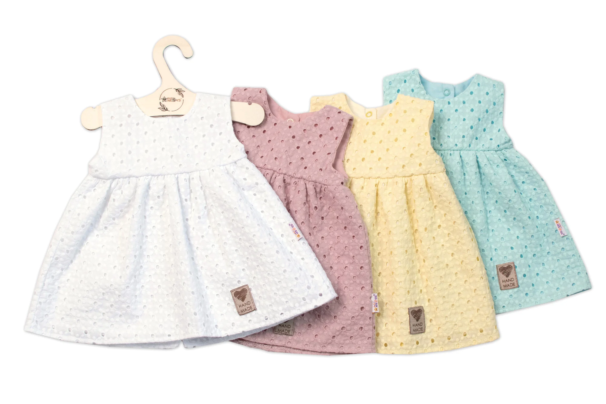 Baby Nellys Lehké Handmade šatičky Madeira, bílé, vel. 86 vel. 86