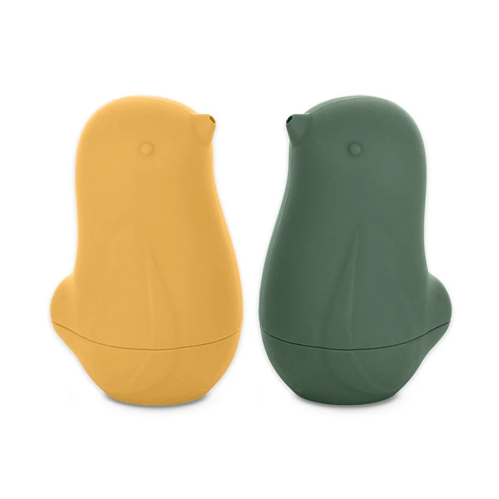Petite&Mars Hračky silikonové do vody Love birds Ochre Green 6m+