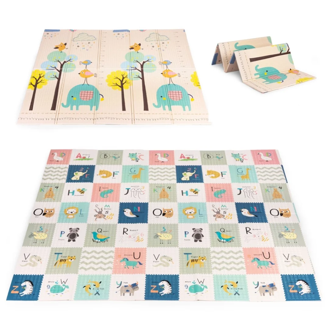 EcoToys Dětská pěnová podložka 200×150 cm, oboustranná edukační
