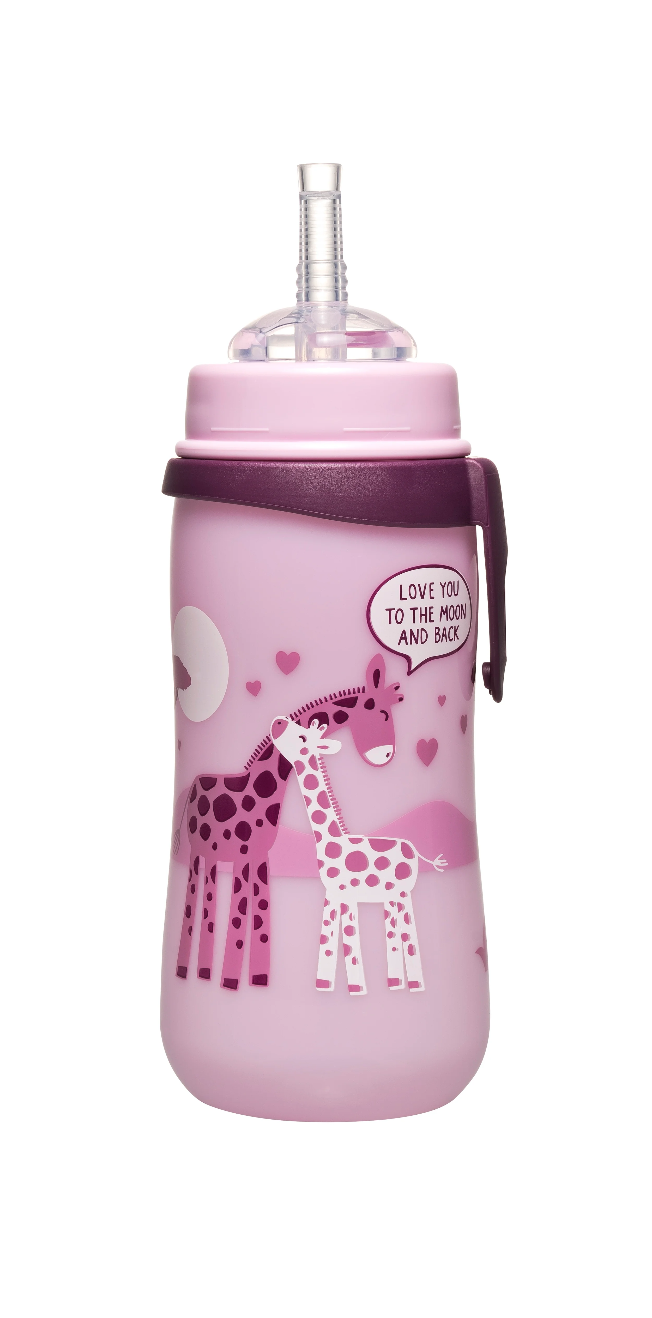 nip Straw cup láhev s brčkem PP, 330ml, holka