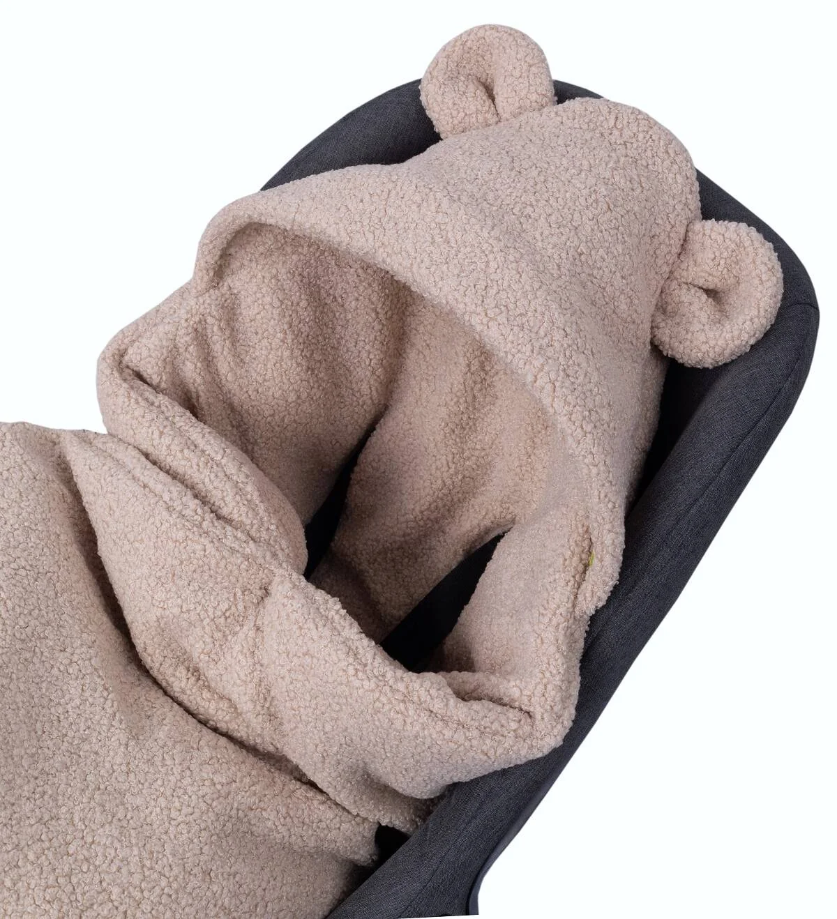 Baby Nellys Oteplený fusák, deka s kapucí do autosedačky Beránek - béžový
