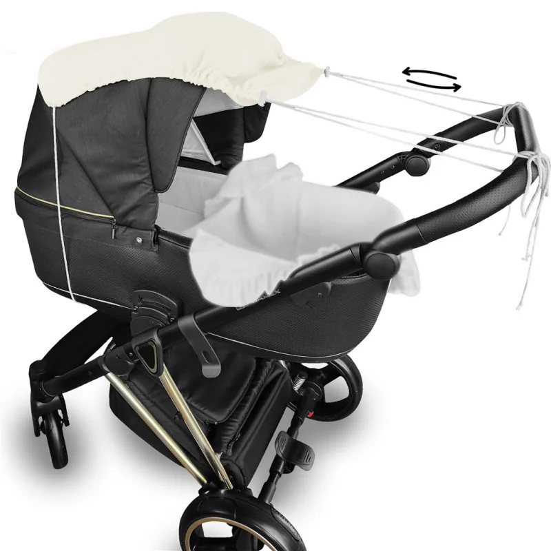 Baby Nellys Mušelínová sluneční stříška na kočárek NATURE - smetanová