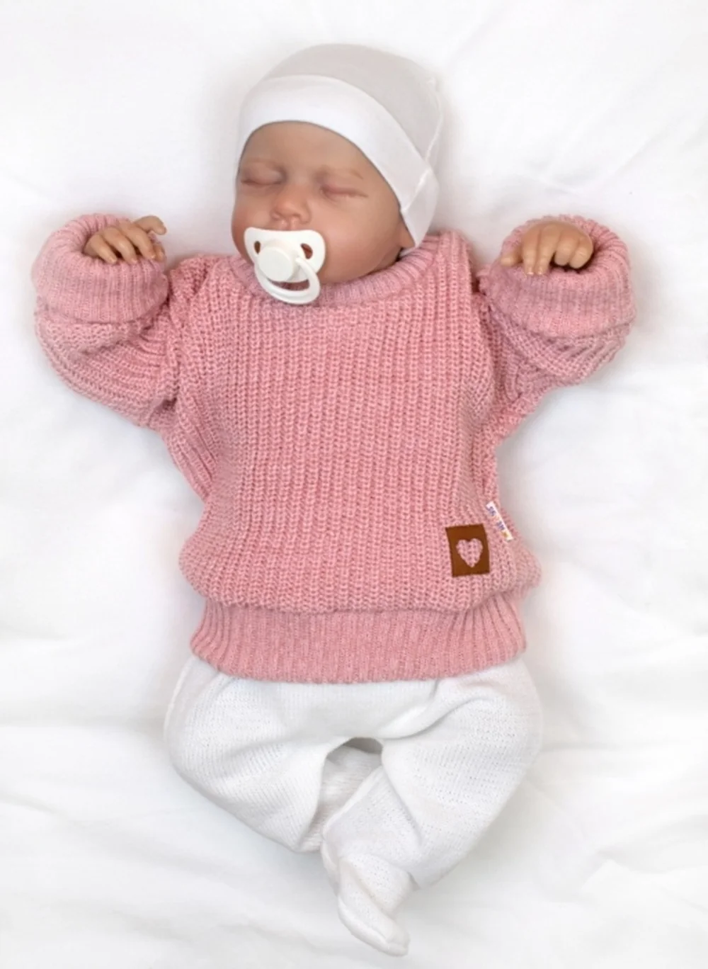 Baby Nellys Rostoucí oversize pletený svetřík pro miminko, starorůžová