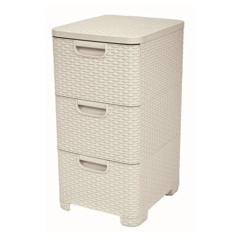 Curver Regál Style 3x14L se zásuvkami krémově bílý