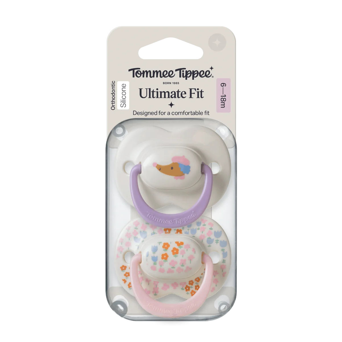 Tommee Tippee Silikonový dudlík Ultimate Fit Deco Girl 6-18m 2 ks více barevných variant