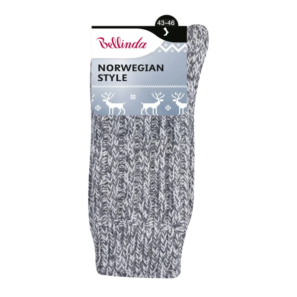 Bellinda NORWEGIAN teplé ponožky vel. 43/46 1 pár šedé