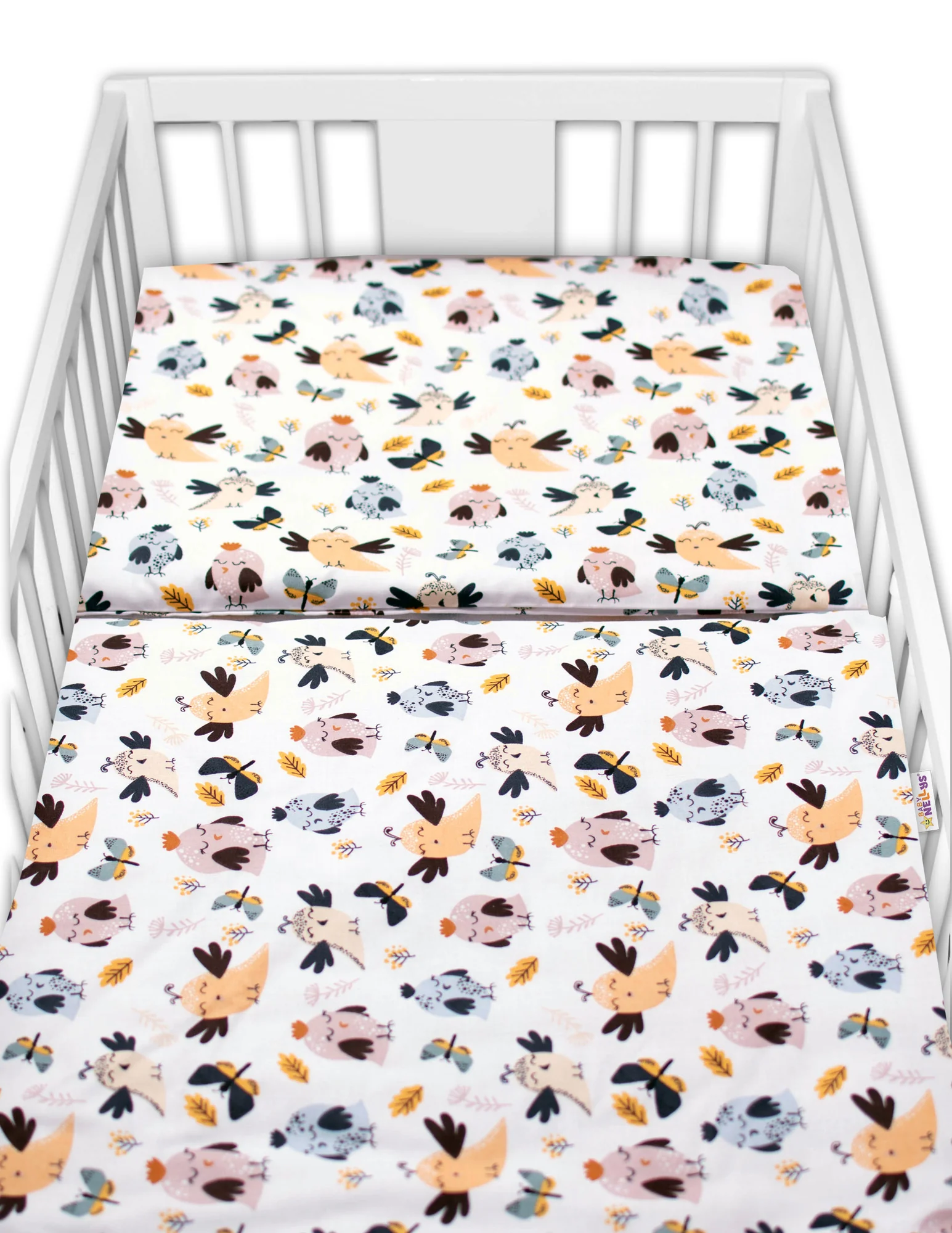 Baby Nellys 3D sada, mantinel s povlečením Ptáčci a Vážky - bílá, 120x90 cm