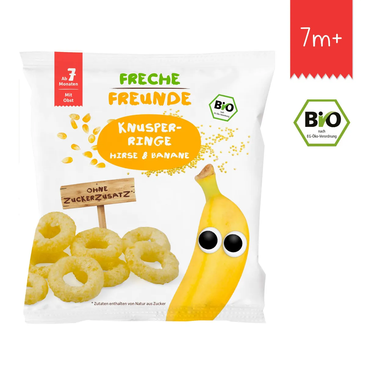 Freche Freunde BIO Křupavé kroužky proso a banán 20 g