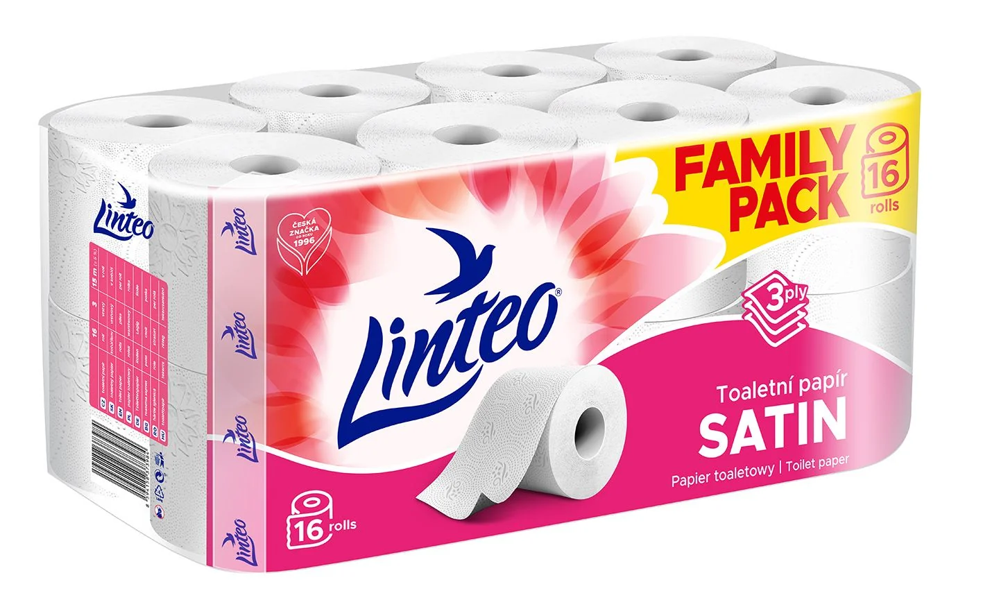 Linteo Toaletní papír 3vrstvý bílý 15 metrů 16 rolí