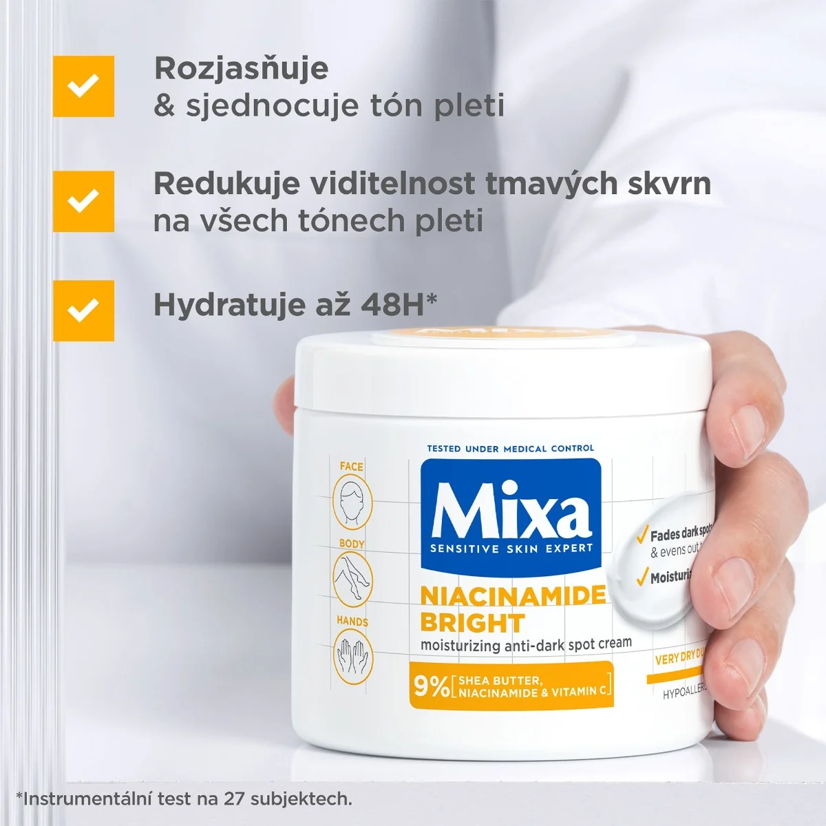 Mixa Niacinamide Bright Hydratační krém proti tmavým skvrnám 400 ml