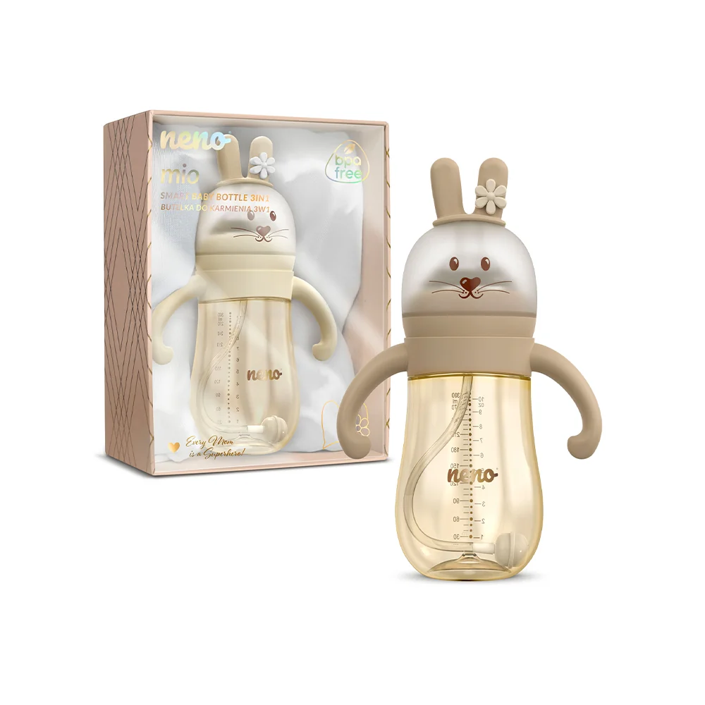 Neno Kojenecká láhev Mio 3v1 6m+ 300 ml 1 ks hnědá