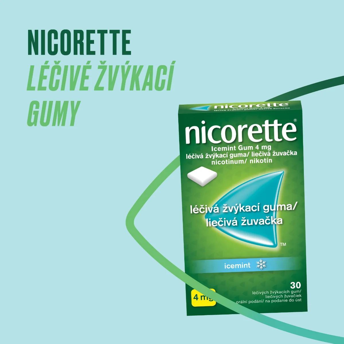 Nicorette Icemint Gum 4 mg léčivá žvýkací guma 30 žvýkaček