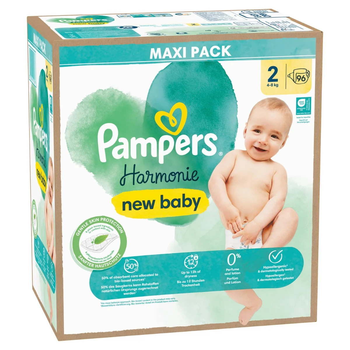 Pampers Harmonie New Baby Maxi Pack vel. 2 4–8 kg dětské pleny 96 ks