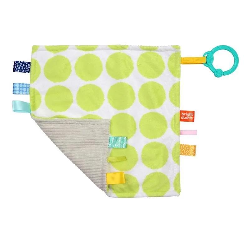 Brightstarts Mazlící dečka na C kroužku Little Taggies zelené tečky 0 m+
