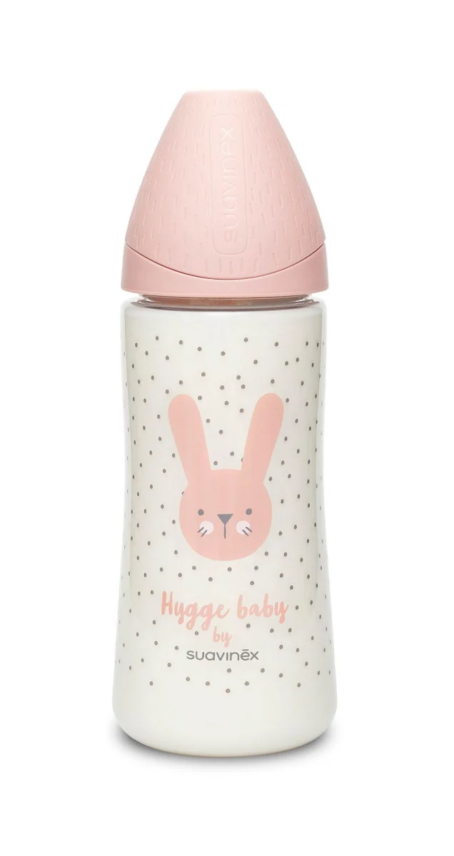 Suavinex Premium Hygge Láhev na kaši 4m+ 360 ml 1 ks králík růžový