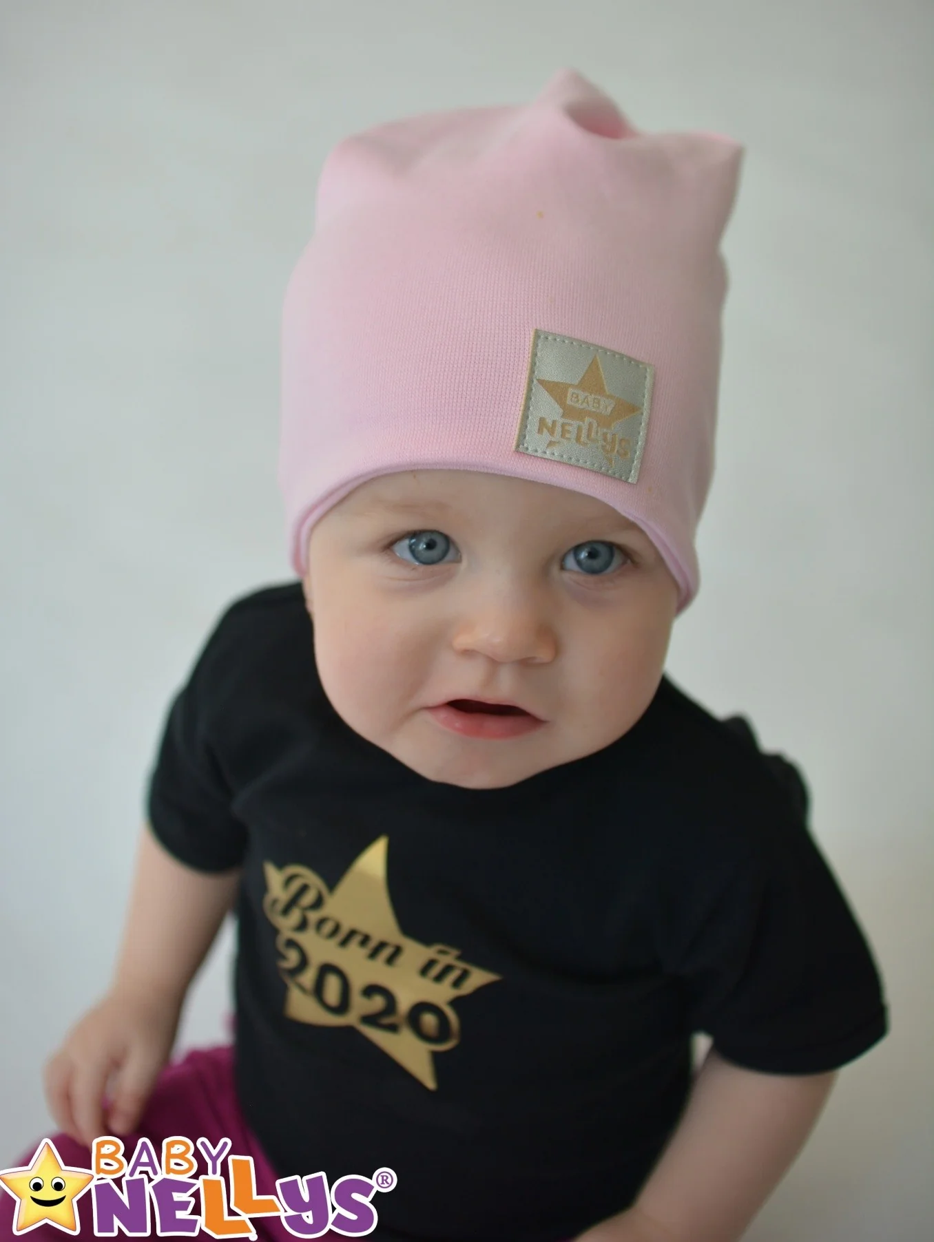 Baby Nellys Dětská bavlněná čepice, dvouvrstvá,růžová, 110