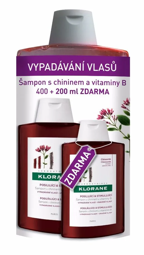 KLORANE Šampon s chininem a vitaminy B 400ml + 200ml navíc