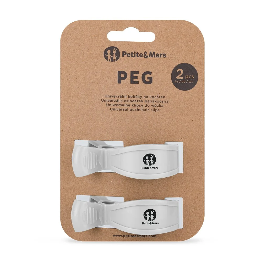 Petite&Mars Kolíček Peg na kočárek (2 ks) White
