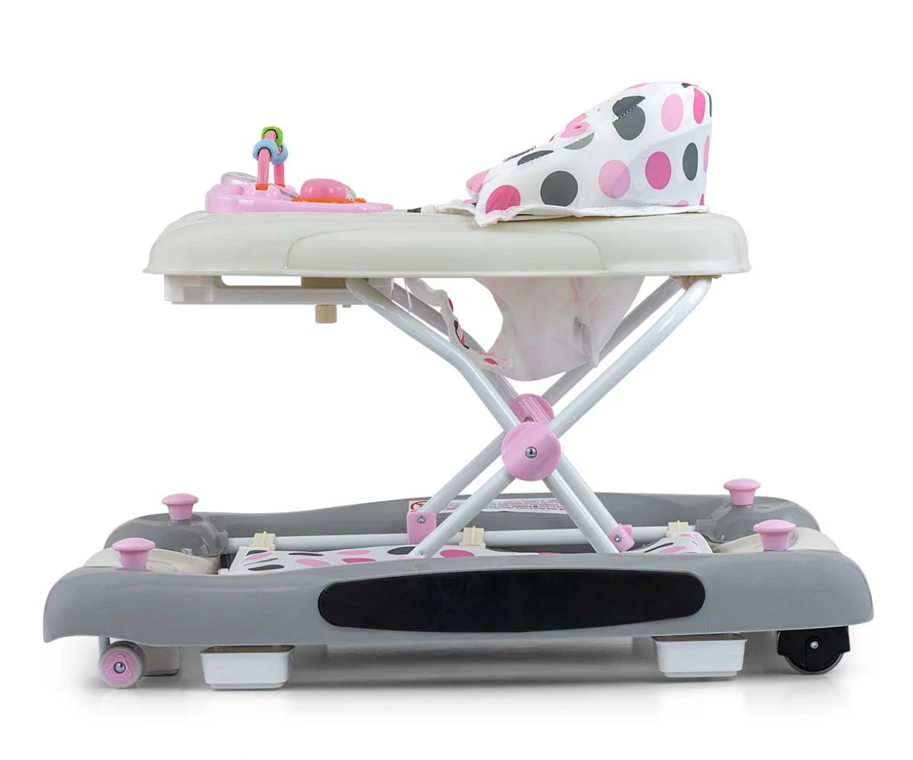 Milly Mally Dětské chodítko Patrol Plus 2v1 se světly a zvuky – Dots pink,grey