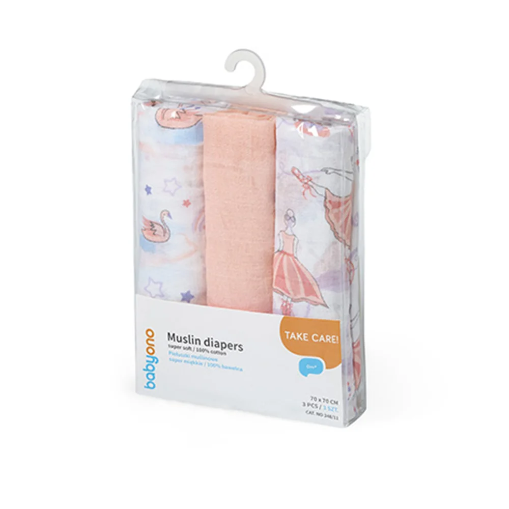 Babyono Pleny mušelínové Super Soft 70x70 cm 3 ks peach