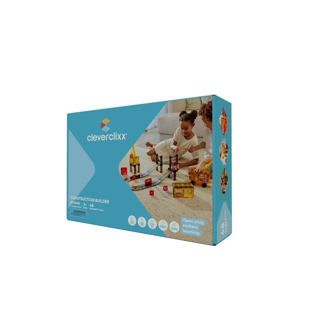 Cleverclixx Magnetická stavebnice Construction Builder Pack Intense - 48 ks