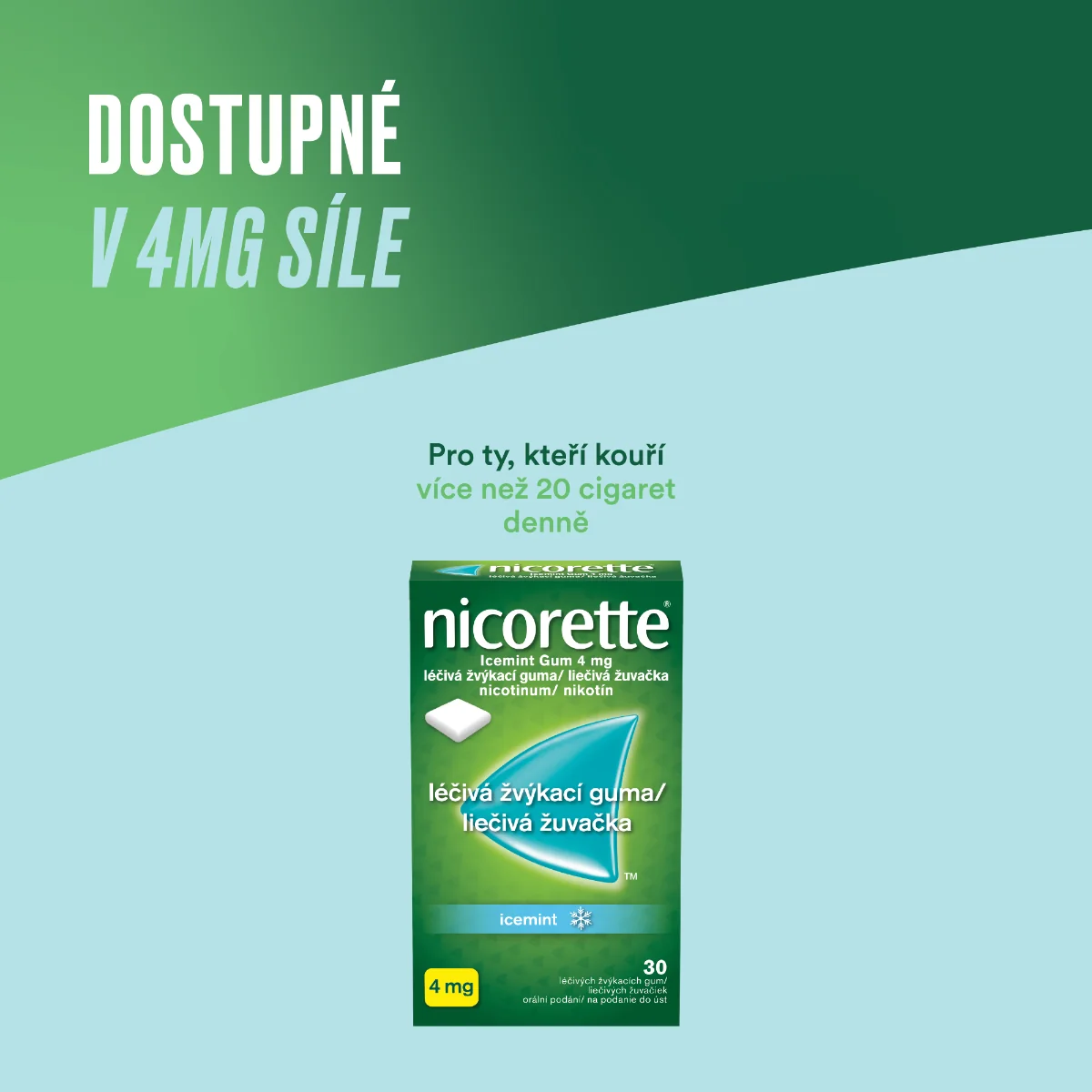 Nicorette Icemint Gum 4 mg léčivá žvýkací guma 30 žvýkaček