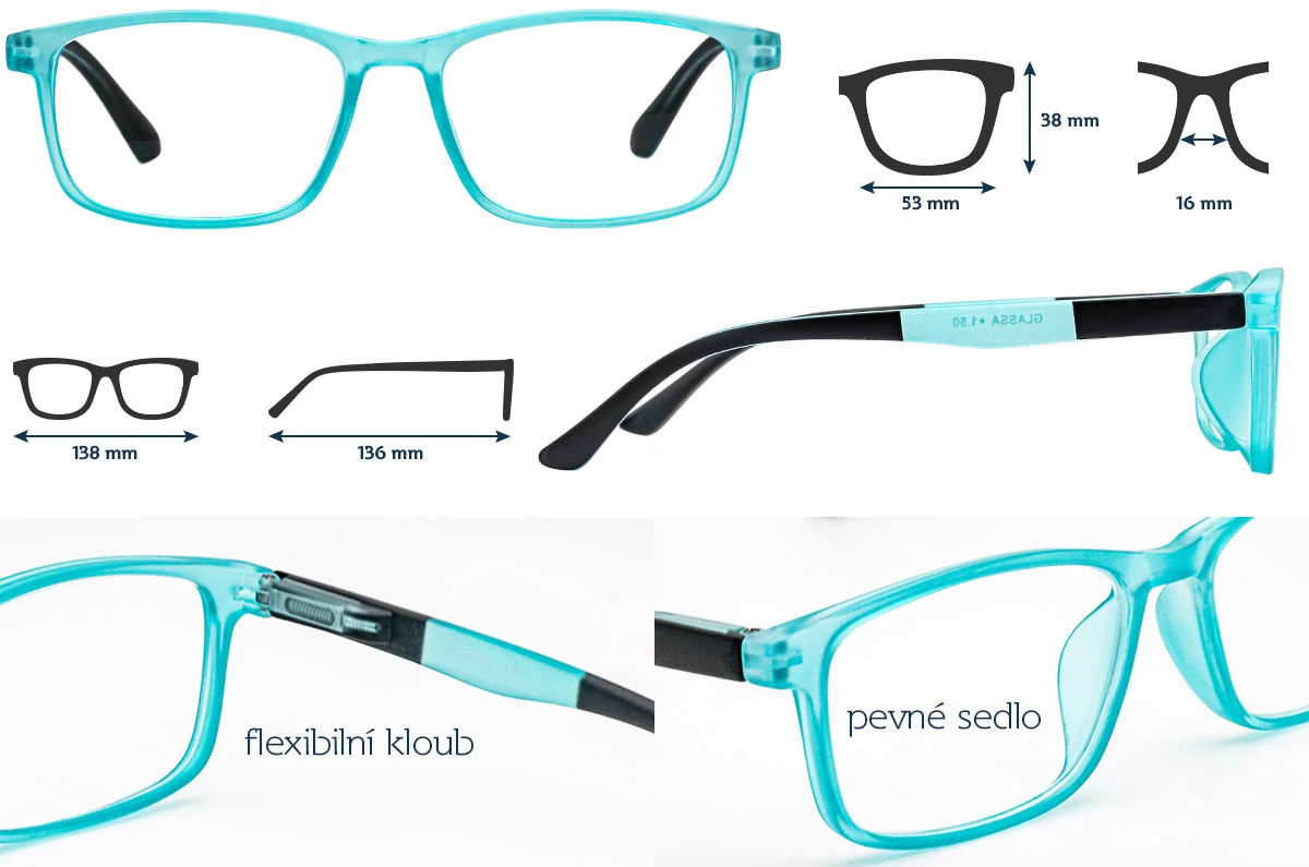 Glassa Brýle na čtení G 326 +3,00 světle modré