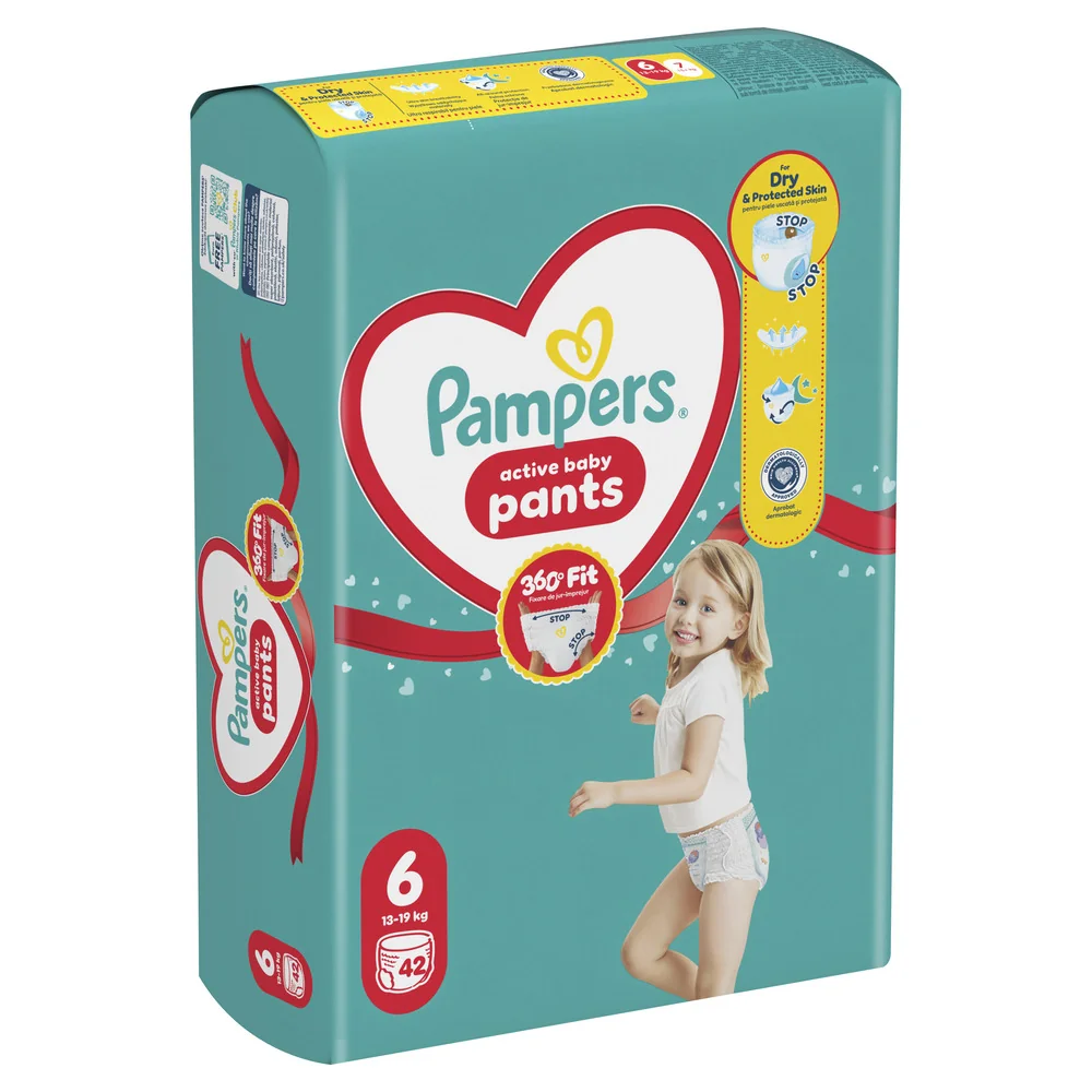 Pampers Active Baby vel. 6 13–19 kg plenkové kalhotky 42 ks