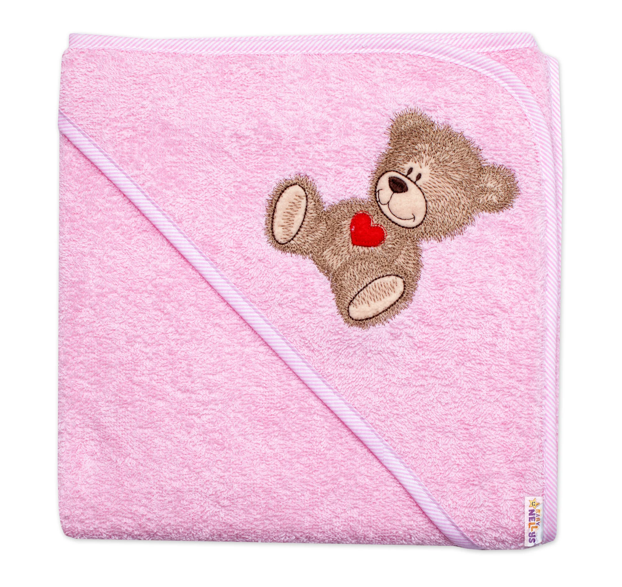 Baby Nellys Froté osuška s kapucí 80x80cm Sweet dreams by TEDDY - růžová