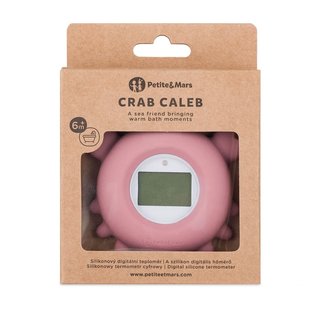 Petite&Mars Teploměr silikonový digitální do vody Crab Caleb Dusty Rose 0m+