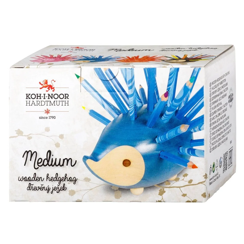 KOH-I-NOOR 9960S - dřevěný ježek s pastelkami hnědý, malý - 24 ks