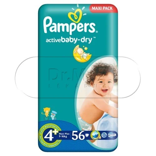 Pampers Active Baby-Dry - plenky s pásky velikost 4+ (Maxi Plus) 9-16kg 56ks