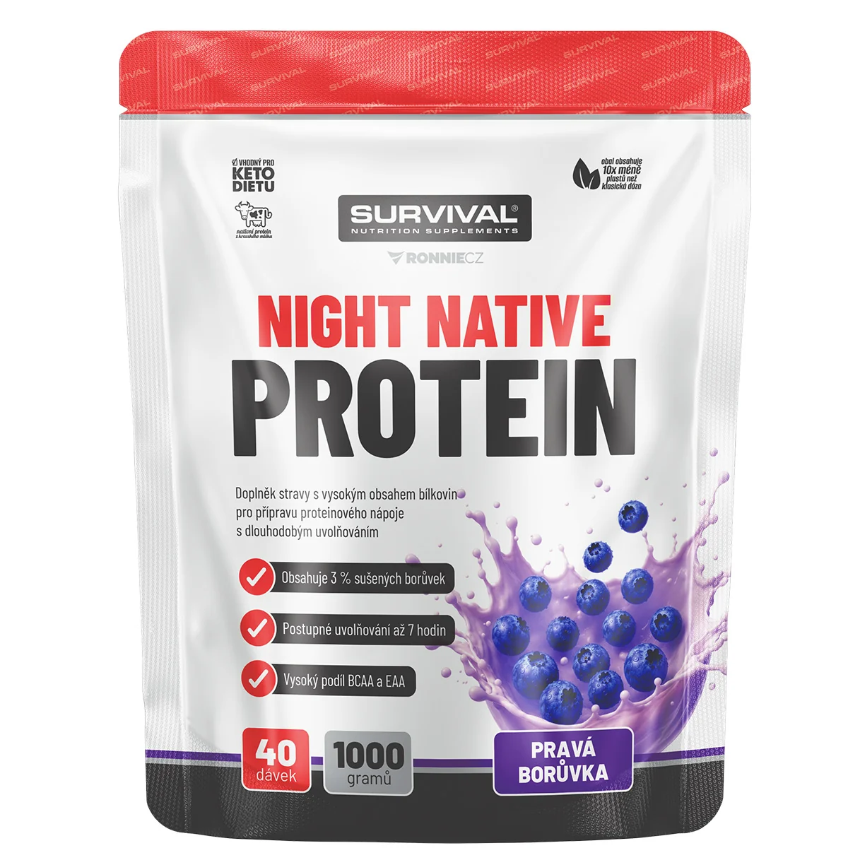 Survival Night Native Protein 1000 g pravá borůvka 1000 g pravá borůvka
