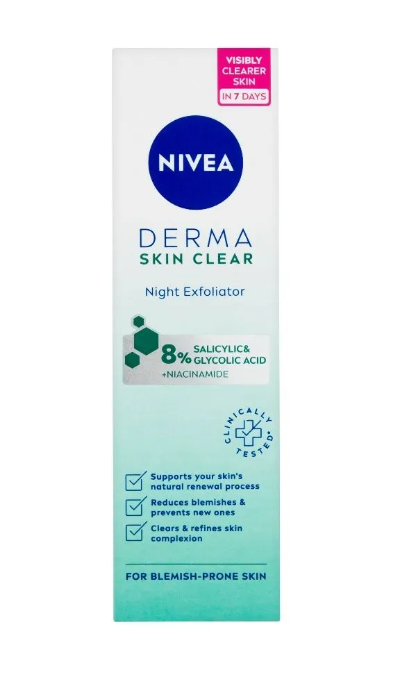 Nivea Derma Skin Clear noční exfoliator 40 ml