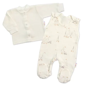 Baby Nellys Kojenecké dupačky s košilkou, bavlna, Husičky, smetanové