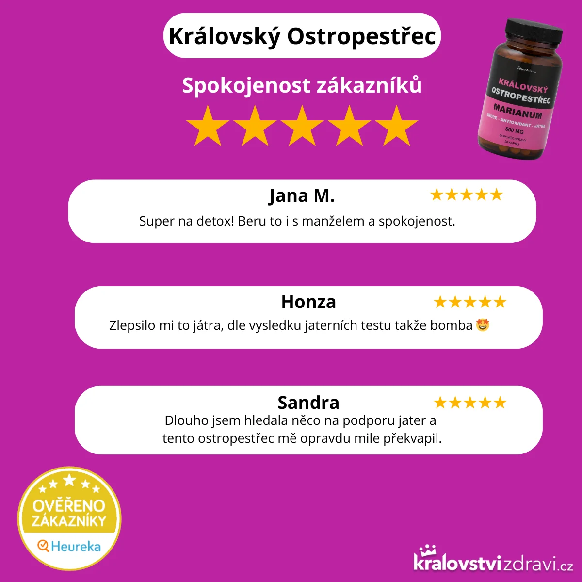 Království zdraví Královský Ostropestřec Marianum 500 mg, extrakt 80% Silymarinu, 90 kapslí