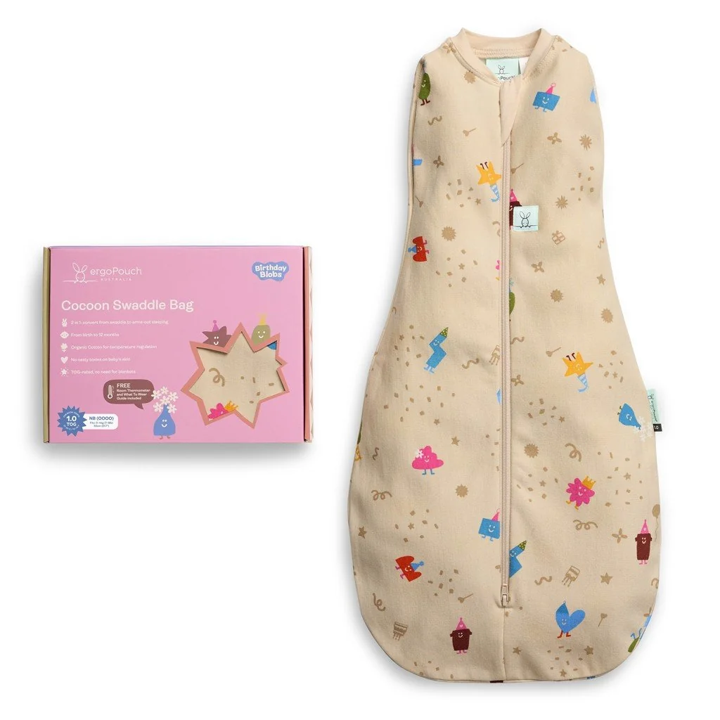 ergoPouch Zavinovačka a pytel na spaní 2v1 Cocoon Birthday Blobs 0-3 m, 3-6 kg, 1 tog