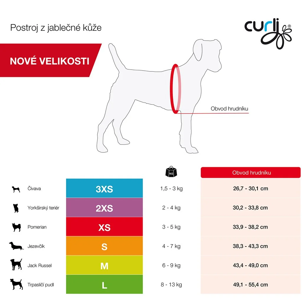 Curli Postroj pro psy z jablečné kůže Brown XS, 3-5 kg