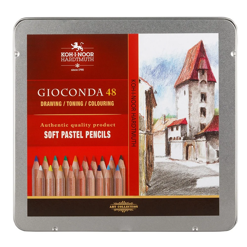 KOH-I-NOOR GIOCONDA 8829/48 - prašné křídy v tužce v laku v plechovém pouzdře - 48 ks