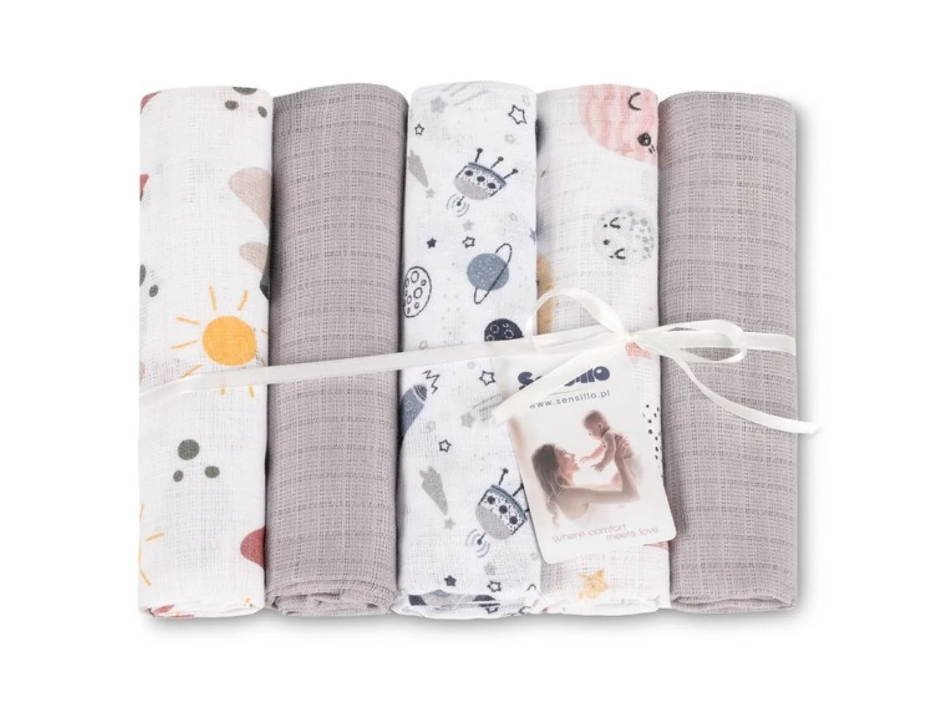 SENSILLO Tetra pleny Basic 70×80 cm Cosmos grey - sada 5 ks, 100% bavlna