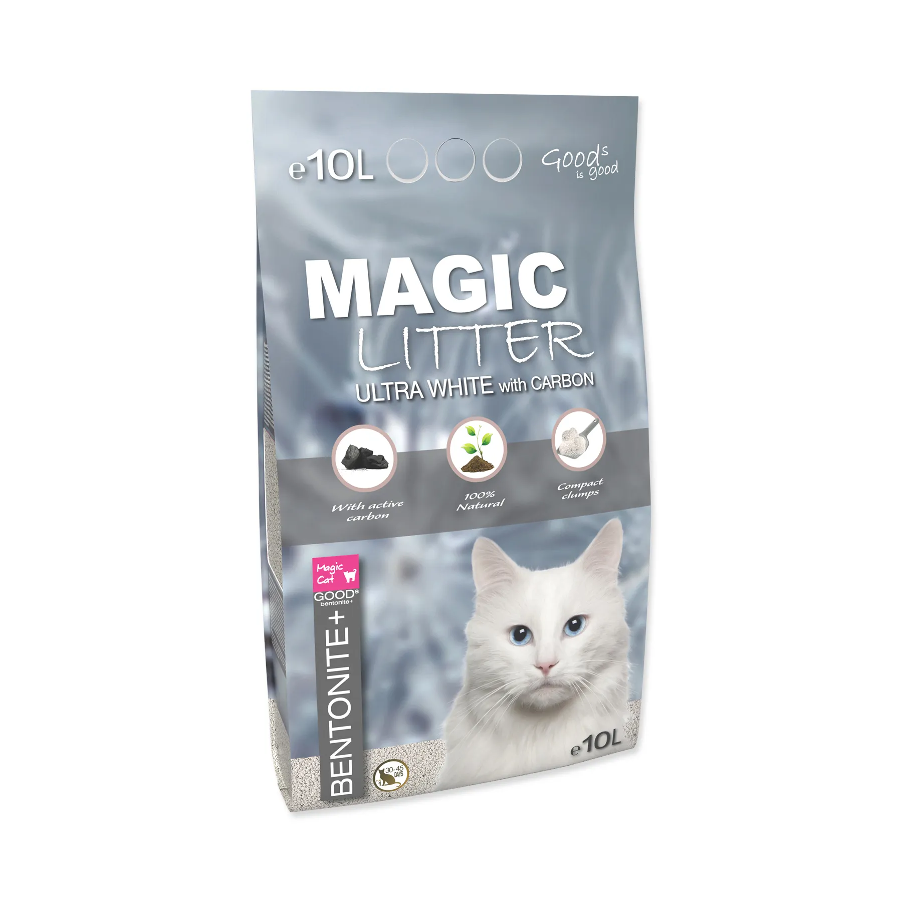 Magic Litter Bentonite Ultra White with Carbon kočkolit 10 l