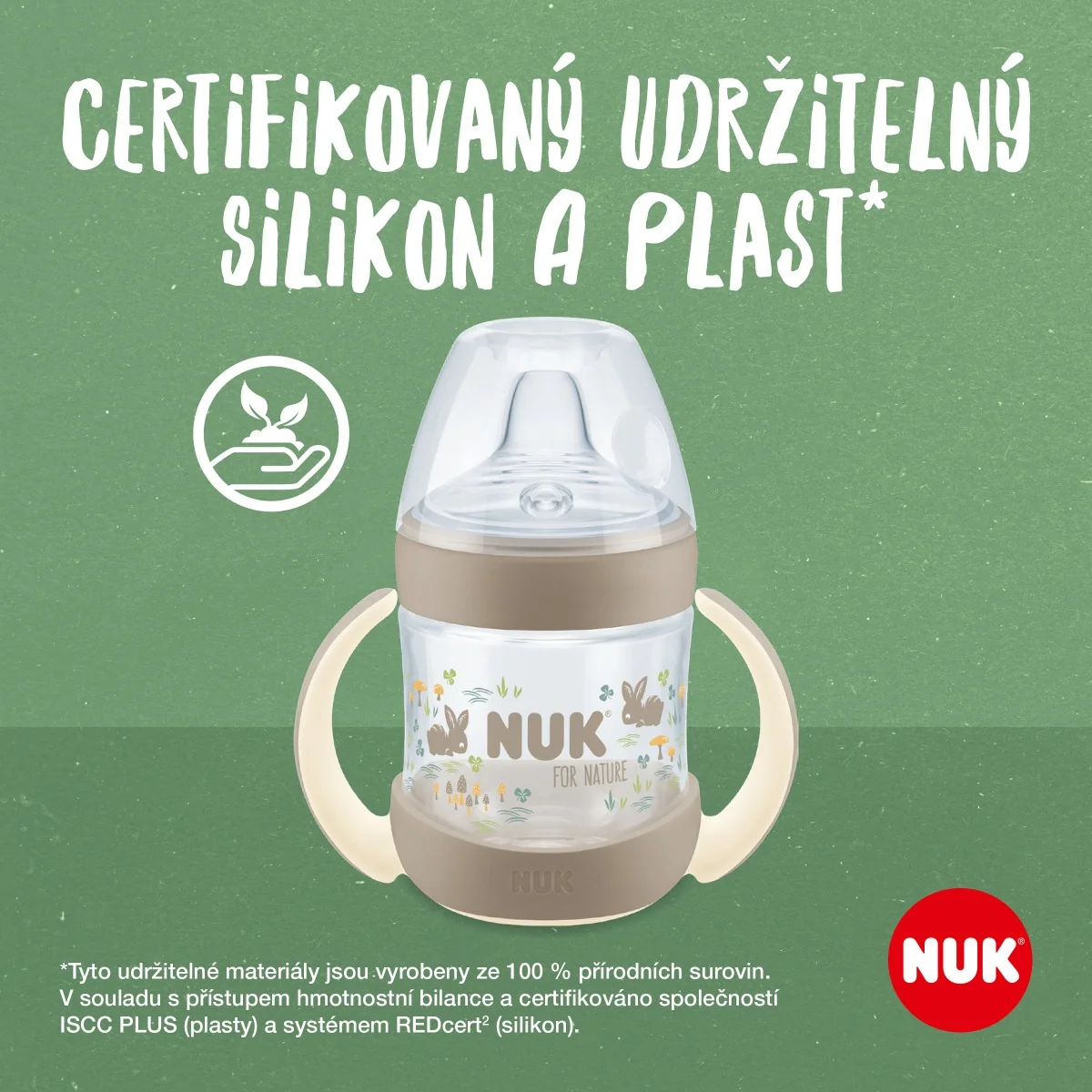 NUK for Nature Lahvička na učení s kontrolou teploty 150 ml 1 ks hnědá